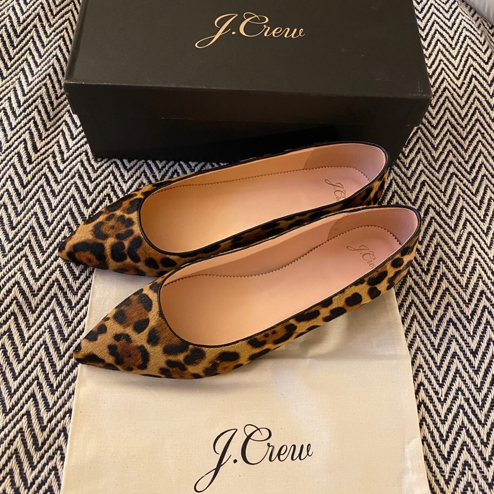 NWT J.Crew calf hair cheetah print flats